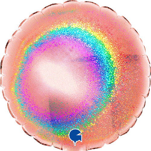 [G04183GHRG] Rond Glitter Holographique Rose Gold - Grabo (4" (10 cm), Vrac)