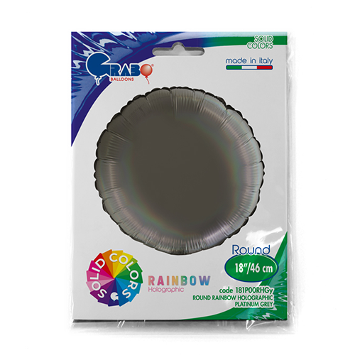 Ballons Aluminium Ronds Holographique Platinum Gris - Grabo