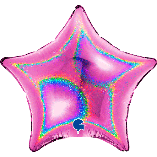 Ballons Aluminium Étoiles Glitter Holographique Fuchsia - Grabo