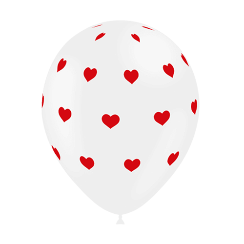 Ballons Blanc Imprimé Coeur - Balloonia