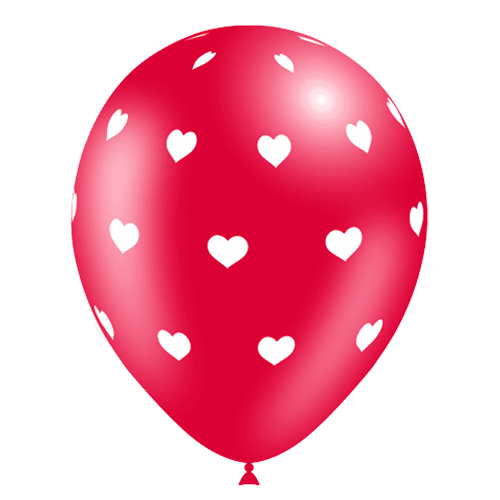Ballons Rouge Imprimé Coeur - Balloonia