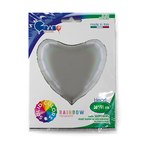 Coeur Holo Gris Pure Platine - Grabo