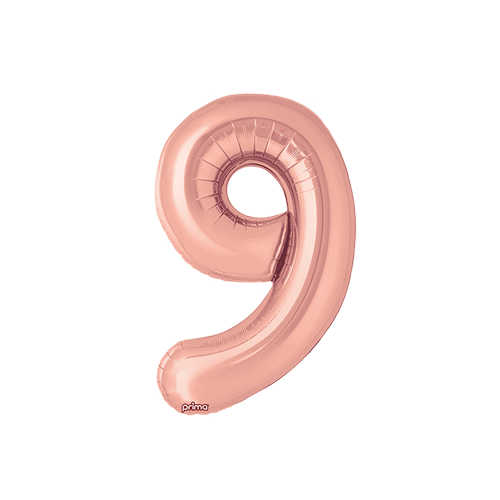 [PF-RGD9-16] Poche de 2 Alu 16" Chiffre 9 Rose Gold - Prima