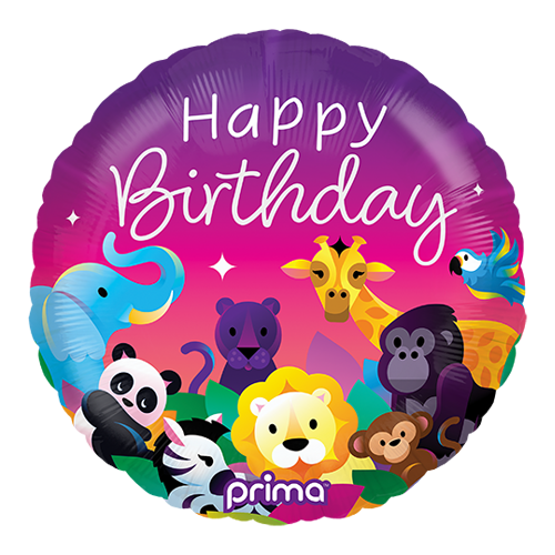 [PF-PAHB-18] 1 Alu 18" Rond Birthday party animals - Prima
