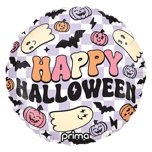 [PF-0009-18] 18" Rond Happy Halloween Purple Checker - Prima