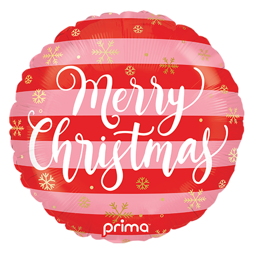 [PF-0014-18] 18" Rond Merry Christmas Pink & Red Stripes - Prima