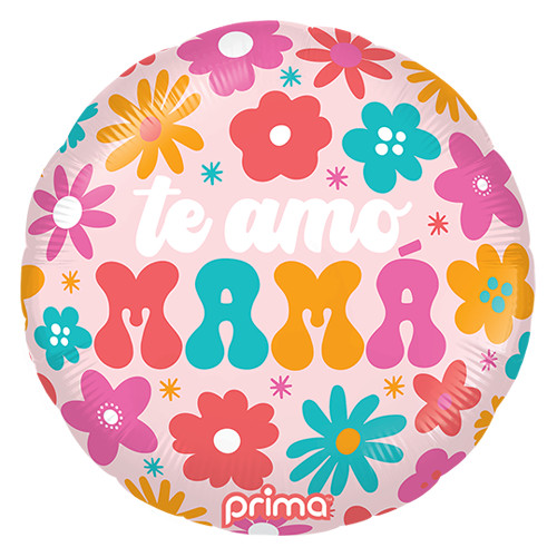 [PF-0153-18] 18" Rond Te Amo Mama Retro Flowers - Prima
