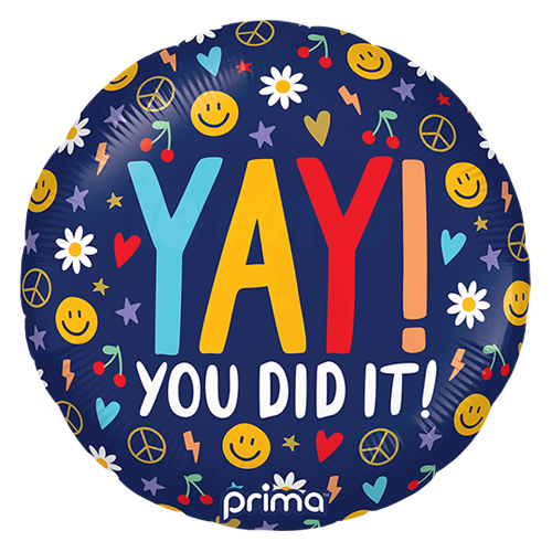 [PF-0156-18] 18" Rond Yay You Did It Groovy Icons - Prima
