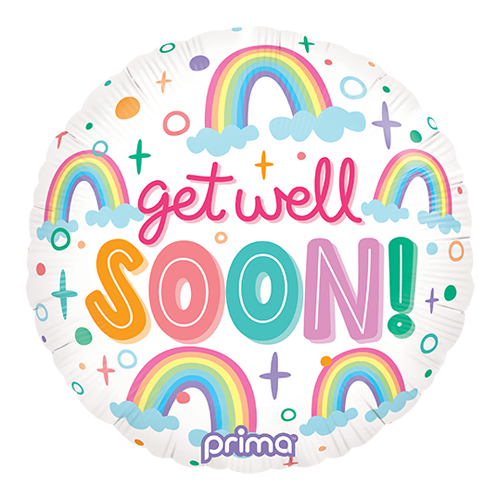 [PF-GWRB-18] 1 Alu 18" Rond Get Well Soon Rainbows - Prima