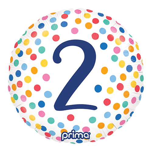 [PF-BDC2-18] 1 Alu 18" Rond Happy Birthday Colorful Confetti '2' - Prima