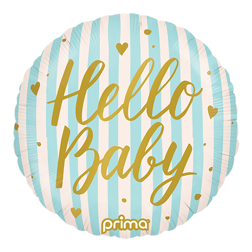 [PF-HBBL-18] 1 Alu 18" Rond Hello Baby Blue Stripes - Prima