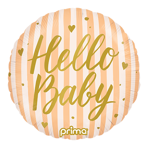 [PF-HBPH-18] 1 Alu 18" Rond Hello Baby Peach Stripes - Prima