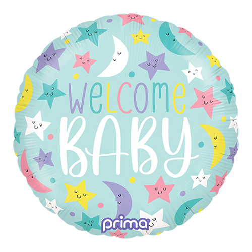 [PF-WBMS-18] 1 Alu 18" Rond Welcome Baby Moons & Stars - Prima