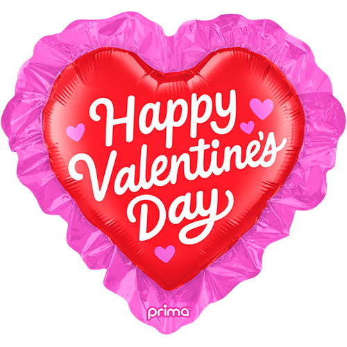 [PF-0097-25] 25" Happy Valentine's Day Ruffle Heart Shape - Prima