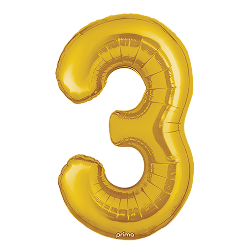 [PF-GLD3-34] 1 alu 34" Chiffre 3  Gold - Prima