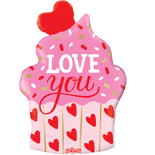 [PF-0100-35] 35" Love You Cupcake Shape - Prima