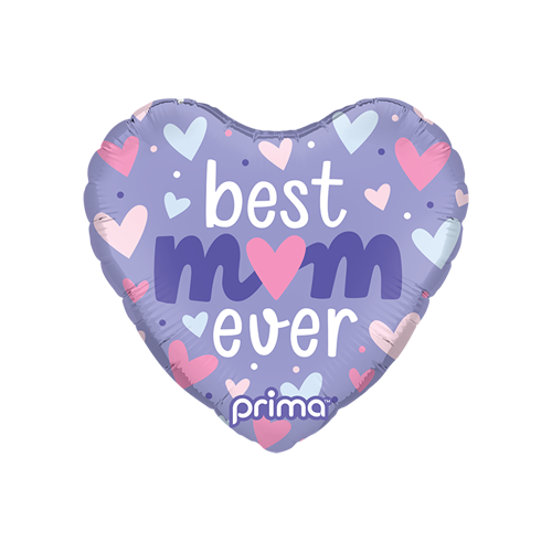 [PF-0150-9] 9" Coeur Best Mom Ever Pastel Hearts - Prima