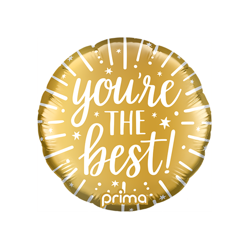 [PF-0165-9] 9" Rond Air-filled You're the Best Gold - Prima