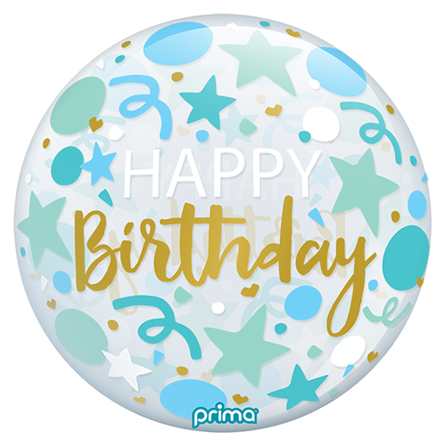 [PS-BSTR-22] 1 Sphère TM 22" Happy Birthday Stars Blue - Prima