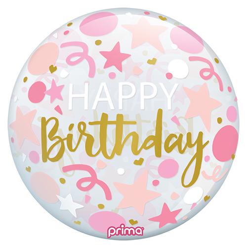 [PS-PSTR-22] 1 Sphère TM 22" Happy Birthday Stars pink - Prima