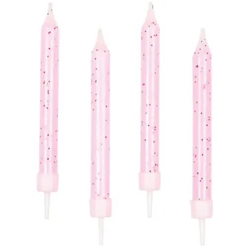[551516] Lot de 10 Bougies Spirale Paillettés Rose 6.3 cm 