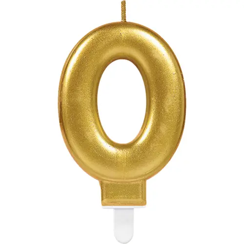 [9901772] 1 Bougie Chiffre 0 Or 9.3cm - Amscan