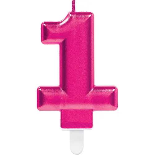 [9901783-FR] Bougie Chiffre 1 Rose 9.3Cm *1 