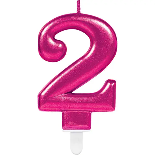 [9901784-FR] Bougie Chiffre 2 Rose 9.3Cm *1 