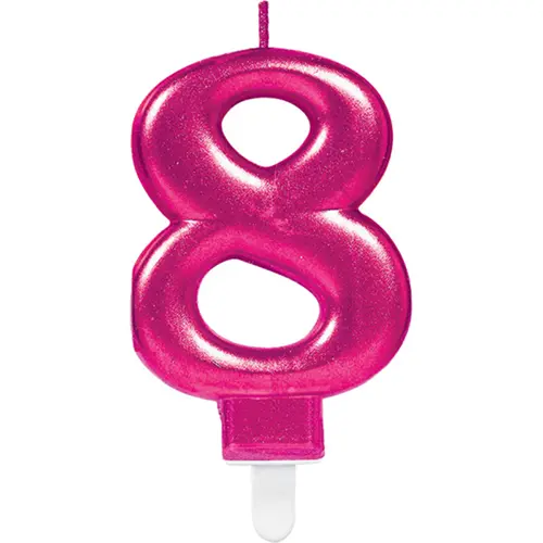 [9901790-FR] Bougie Chiffre 8 Rose 9.3Cm *1 