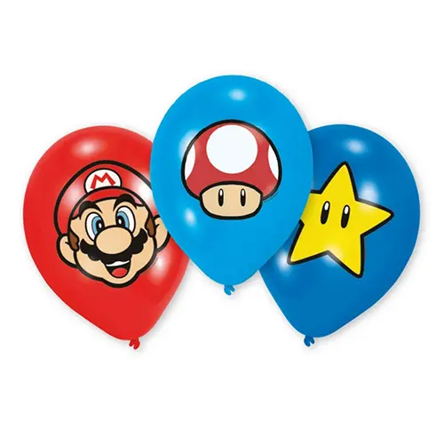[9901999-FR] Poche De 6 Ballons 11" Latex Super Mario - Licence
