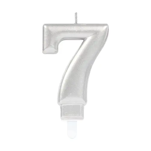 [9903695-FR] 1 Bougie Chiffre 7 Argent 9.3cm - Amscan