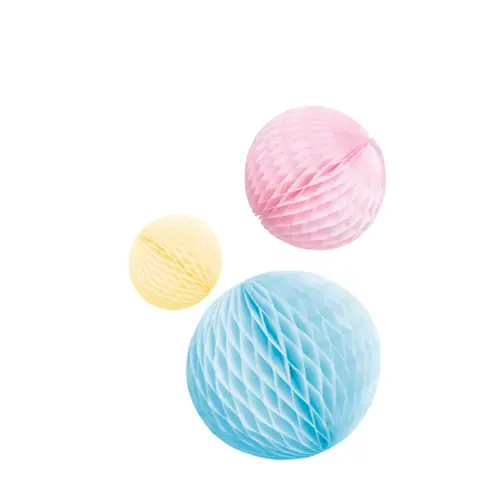 [9904632] 3 Décorations Nid Abeilles Papier Assorties Pastel - Amscan