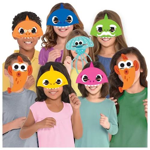 [9908482] Lot De 8 Masques En Papier Baby Shark - Amscan