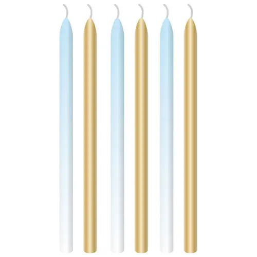 [9910307] Lot de 6 Bougies Bleu Ombre 12cm