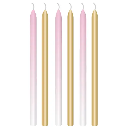 [9910315] Lot de 6 Bougies Rose Ombre 12cm