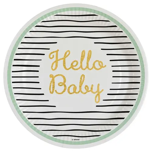 [9913150-FR] Lot De 8 Assiettes 23Cm Hello Baby - Amscan