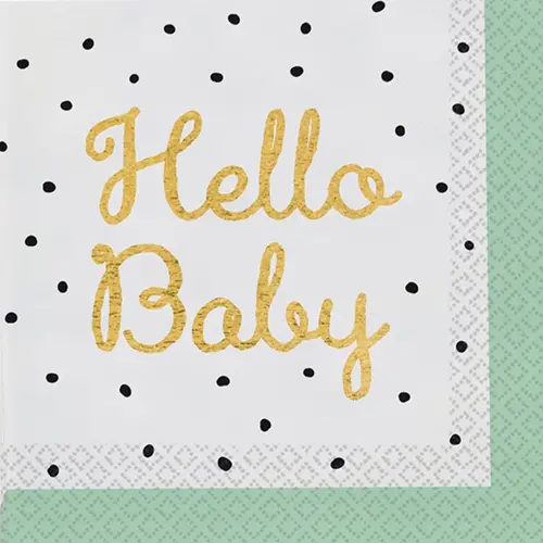 [9913152] Lot De 16 Serviettes 33X33Cm Hello Baby 
