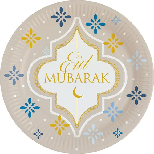 [9913388-FR] Lot De 8 Assiettes 23Cm Eid Ramadan - Amscan