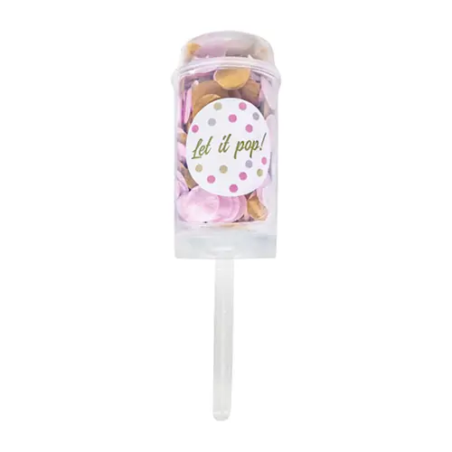 [9916662] 1 Popper Confettis Push Pop Papier Rond Blanc Rose Beige