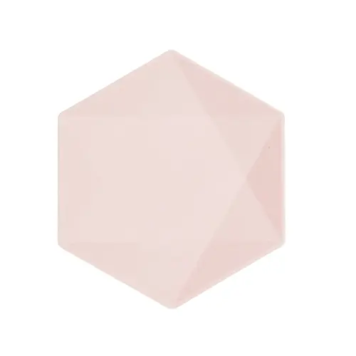 [9918237] Lot de 6 Assiettes Hexagonales Décor Rose 20cm