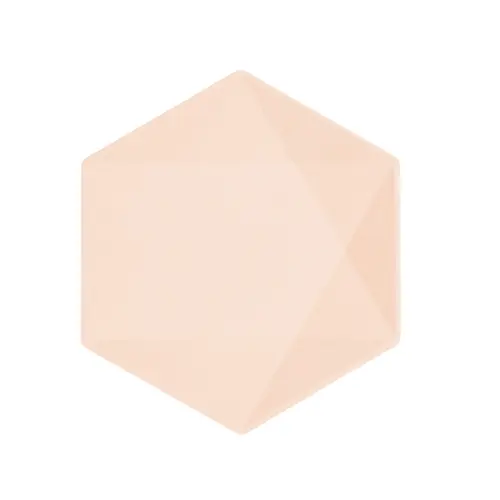 [9918238] Lot de 6 Assiettes Hexagonales Décor Abricot 20cm