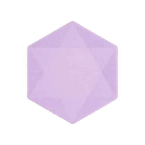 [9918241] Lot de 6 Assiettes Hexagonales Décor Violet 20cm