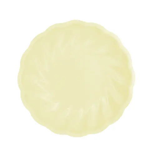 [9918251] Lot de 6 Assiettes Rondes Décor Jaune 22.9cm