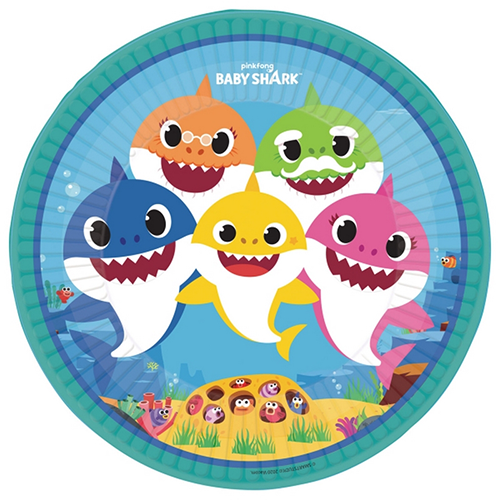 [9909039-66-FR] Lot De 8 Assiettes 23Cm Baby Shark - Amscan