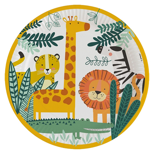 [9909345-66-FR] Lot De 8 Assiettes 23Cm Jungle - Amscan