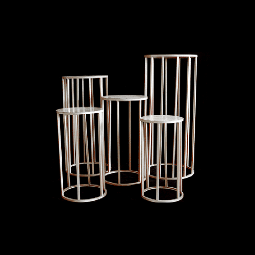 [B483W4] Lot de 4 Table Dessertes Hexagonale Vide Blanche – Borosino - FDS