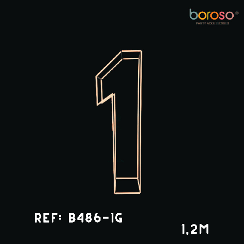 [B486-1G] Cadre Chiffre Un (1) En Métal Dorée 1,5M – Borosino - FDS