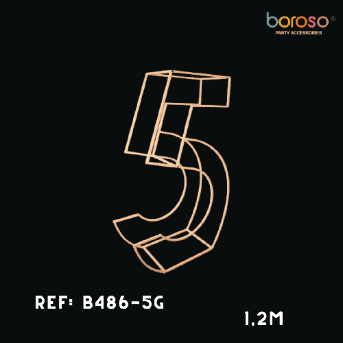 [B486-5G] Cadre Chiffre Cinq (5) En Métal Dorée 1,5M – Borosino - FDS