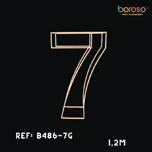 [B486-7G] Cadre Chiffre Sept (7) En Métal Dorée 1,5M – Borosino