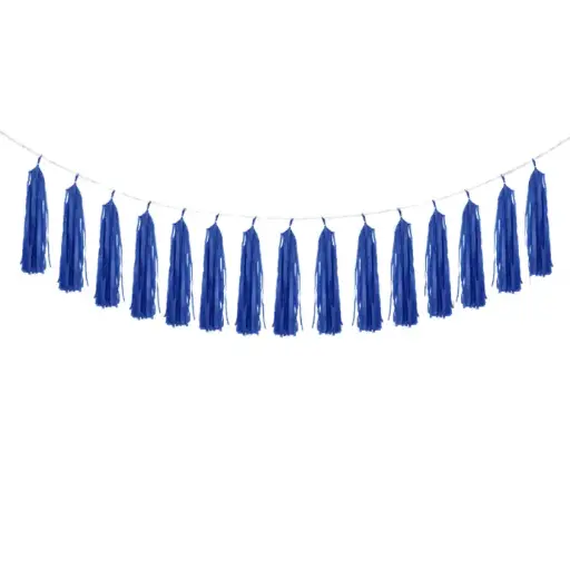 [B502-BL] Banner Pompoms Blue - Borosino